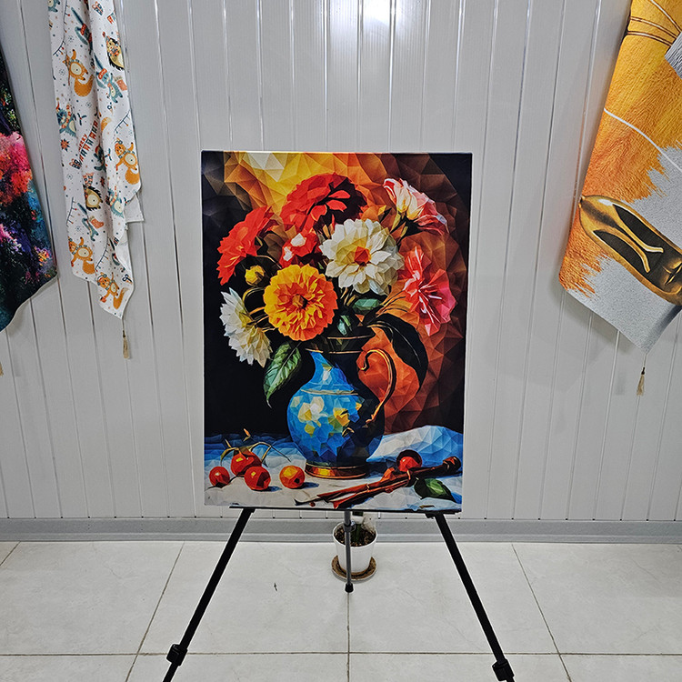 تابلو بوم مخمل طرح گل و گلدان